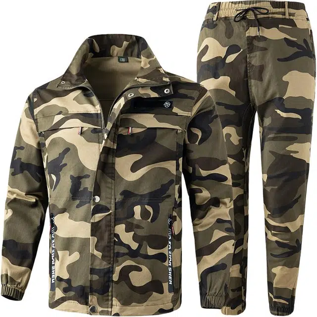 邦固依品 秋季纯棉工作服男耐磨弹力工装电焊防烫迷彩军训劳保服套装 男女同款
