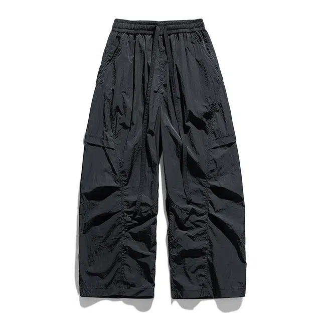 海尔斯 美式户外系带纯色中腰宽松休闲裤 男款