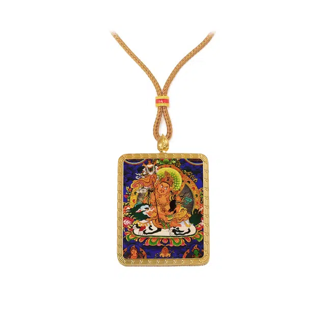 【百无禁忌百财来】 玉临门 时来运转国风黄财神唐卡藏式财神 藏传佛教护身符能量 本命佛#好运 合金 项链 男女同款情侣款