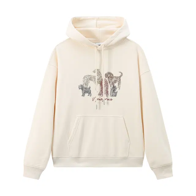 江南先生 线条感宠物图案基础织带拼接插肩袖字母排版宽松百搭卫衣 男女同款