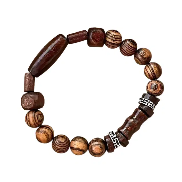 嫒柯 国潮新中式森系复古小众时尚百搭日常通勤必备考试上岸节节高升简约大方好运连连#高级轻奢 檀木 手串 男女同款情侣款