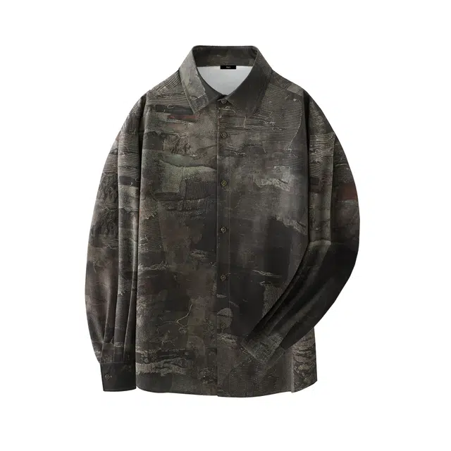 棉基因 美式高街时尚轻奢休闲舒适渐变色高级日常通勤钮扣固定翻领潮流百搭薄款长袖外套秋季穿搭内搭衬衫 男女同款