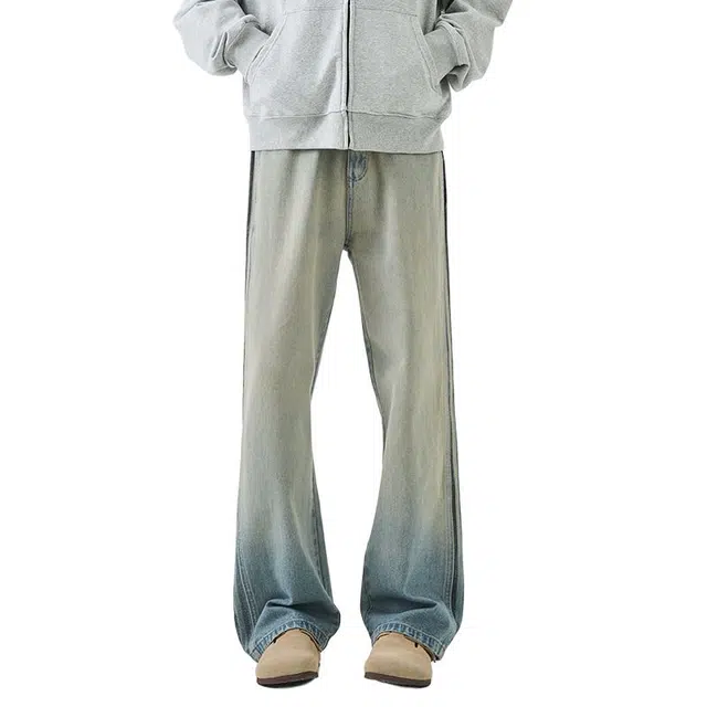 海尔斯 直筒美式渐变潮流牛仔裤 男款