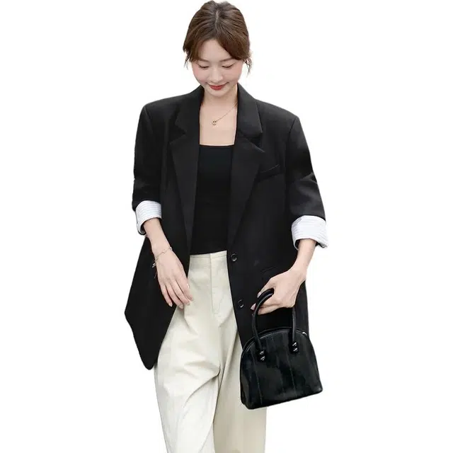 稻草人 时尚简约优雅气质轻便舒适百搭个性独特拼接设计外套西装 女款