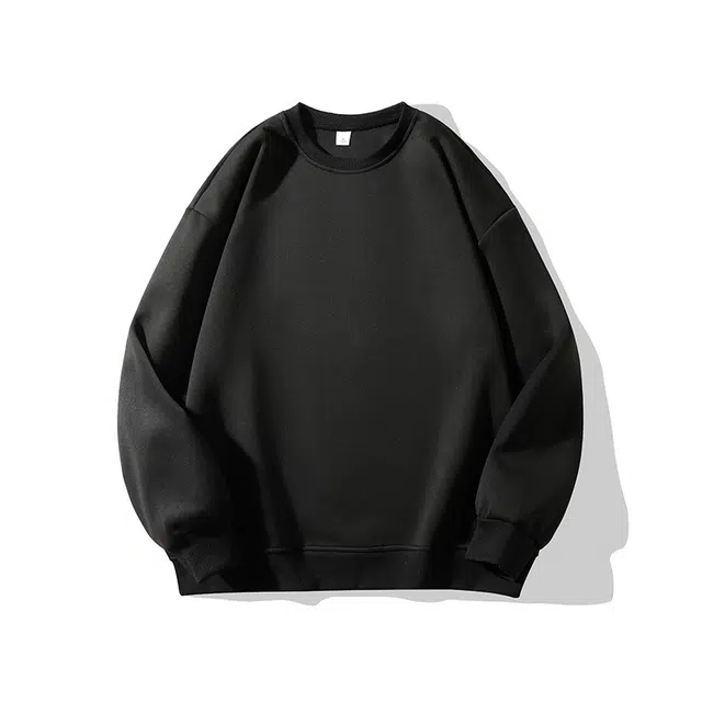 一碗士多 美式纯色小众简约高街百搭复古字母设计感宽松舒适日常通勤运动户外内搭个性落肩袖圆领卫衣 男女同款