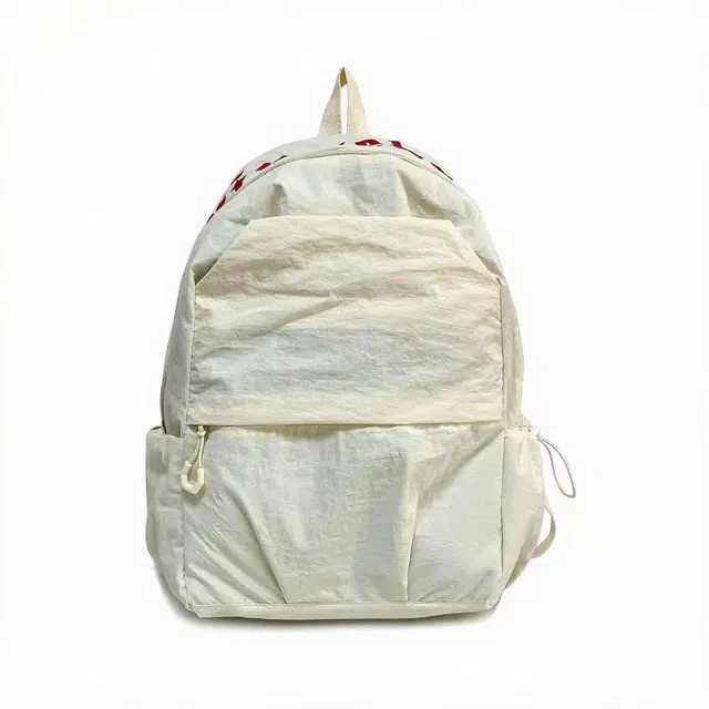 單倉 高级感时尚简约字母设计通勤百搭背包初高中学生大容量轻便耐磨书包 尼龙 双肩包 常规 男女同款情侣款 白色/红色/灰色/绿色/黑色