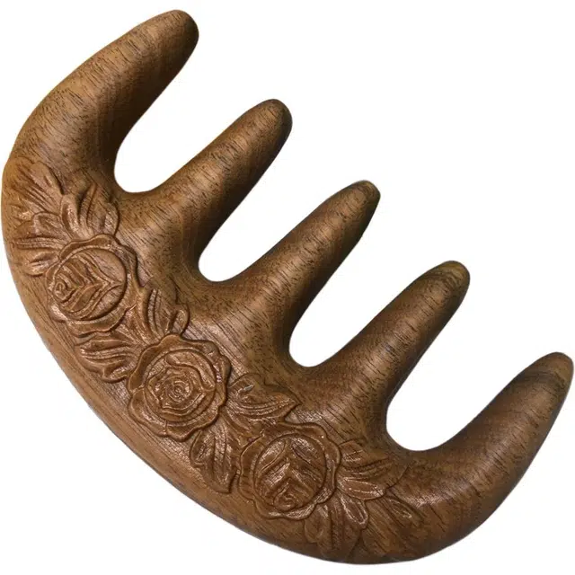 得笙陌 按摩牡丹花复古新中式 绿檀 梳子 男女同款情侣款