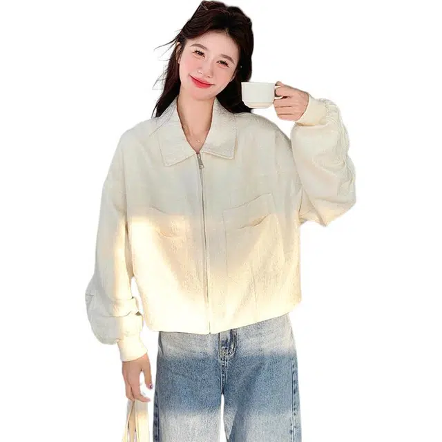 稻草人 重工提花设计感休闲洋气时尚翻领夹克外套 女款