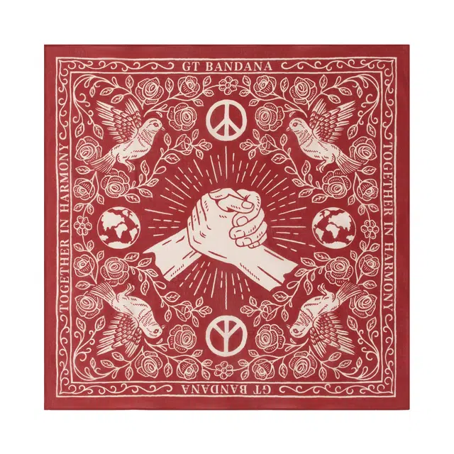 滚烫时光 红色握手方巾领巾 棉 头巾 男女同款情侣款