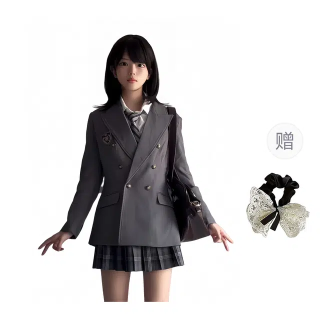 涂诗菲 日系温柔甜美可爱学院风高级感气质小众百搭休闲纯色修身遮肉裙装套装 女款