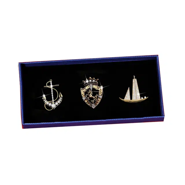 缔晶 轻奢时尚胸花饰品套装 西装外套百搭精致配饰 合金 胸针 男款