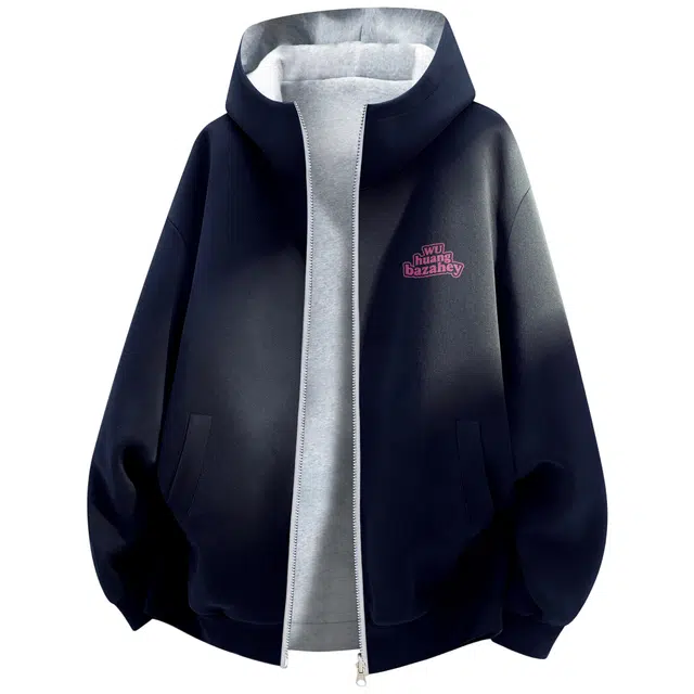 吾皇猫 两面穿重磅美式复古高街简约百搭学院风上衣宽松潮流潮牌休闲外套时尚春秋款舒适透气高级感秋季长袖连帽开衫卫衣 男女同款