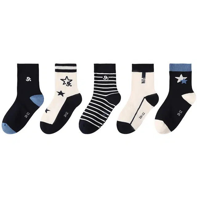 久岁伴 百搭拼色透气袜子儿童款