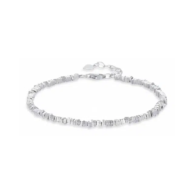 【999足银纯银 招财碎碎】 福韵金 六桂福 碎银几两转运新中式国潮冷淡风轻奢精致小众简约高级闪耀可叠戴百搭 银 手链 女款