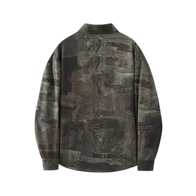 棉基因 美式高街时尚轻奢休闲舒适渐变色高级日常通勤钮扣固定翻领潮流百搭薄款长袖外套秋季穿搭内搭衬衫 男女同款