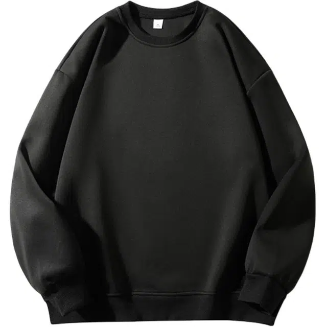 一碗士多 美式复古高街小众百搭纯色简约设计感字母宽松舒适日常通勤户外运动内搭个性圆领落肩袖卫衣 男女同款