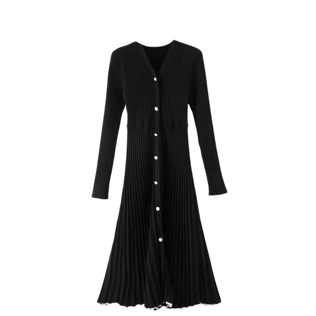 晚白 绵羊毛高弹力条纹针织软糯不扎肤连衣裙 女款