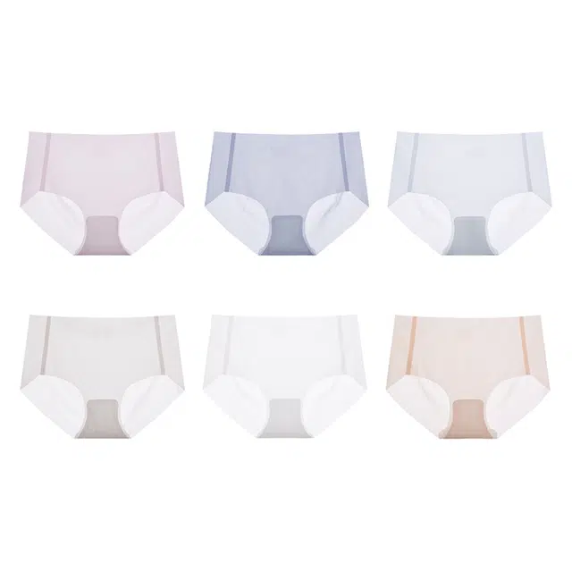 慕梵度 无痕中腰冰丝凉感女士超薄面膜裤透气舒适全棉抑菌底档不夹臀不卡档三角内裤 女款