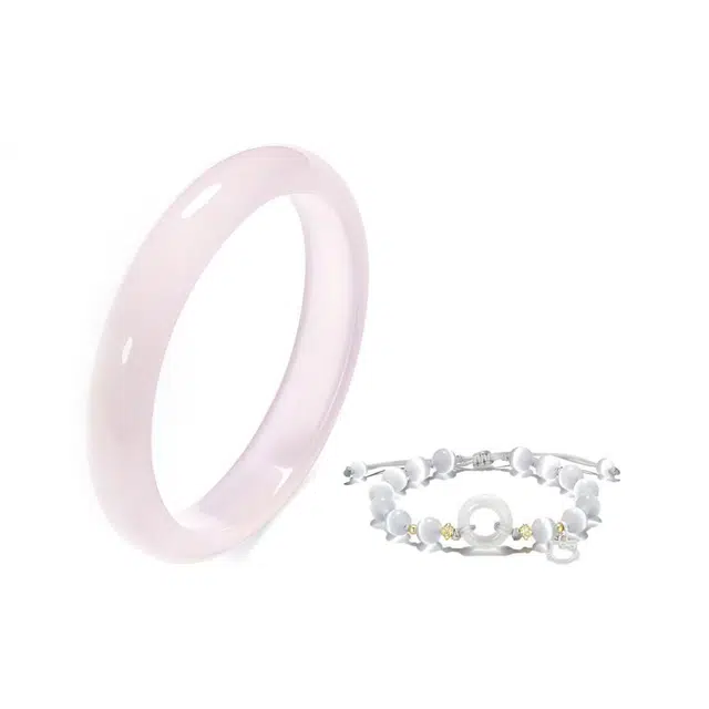 郁馨 蜜桃甜心温柔素雅美人条叠戴高级感轻奢 冰感莹润清透中式美学精致简约清冷感恋爱磁场甜蜜约会#好运 琉璃 手镯 女款