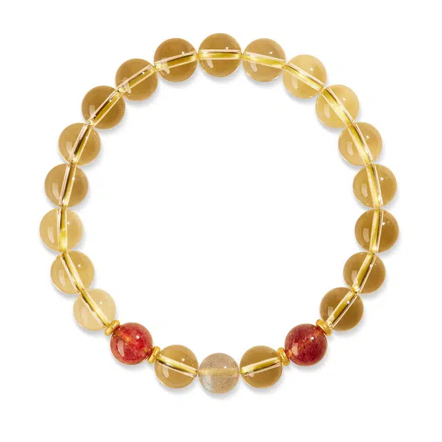 谧月珠宝 招财纳福蛇年本命年财运草莓晶转运珠好运连连新中式国潮小众日常通勤百搭轻奢风转运礼盒好运天然 黄水晶 手串 男女同款情侣款