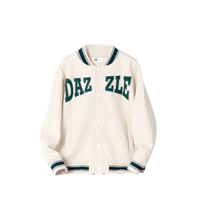 俞兆林美式高街棉质棒球服帅气潮酷字母印花立领休闲宽松透气舒适外套 夹克