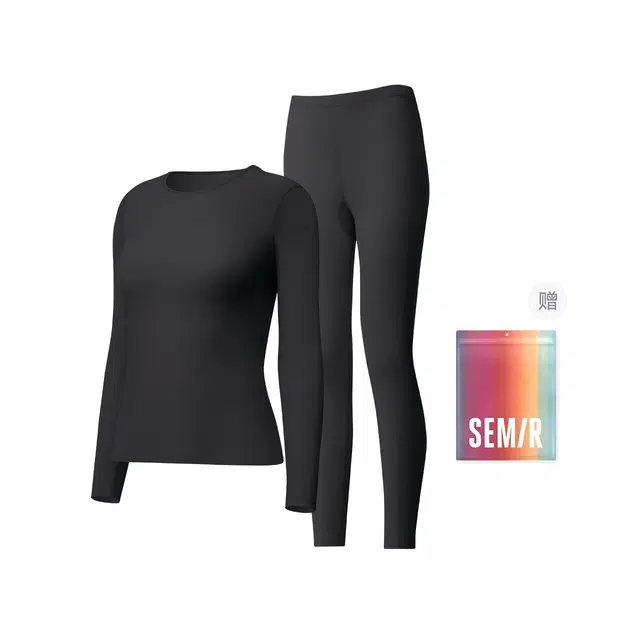 森马 打底防螨抗菌修身长袖长裤保暖套装 女款