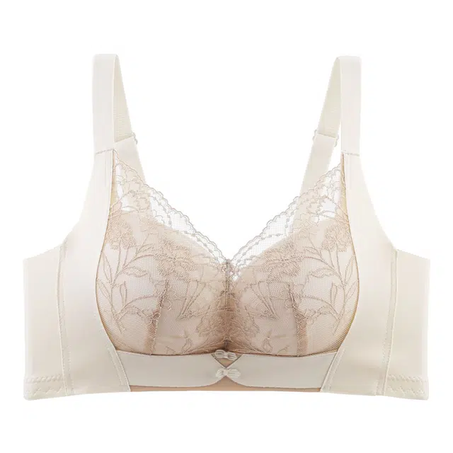 慕梵度 蕾丝杯面舒适性感柔软花边内衣女聚拢上托无钢圈上薄下厚防下垂调整型文胸 女款