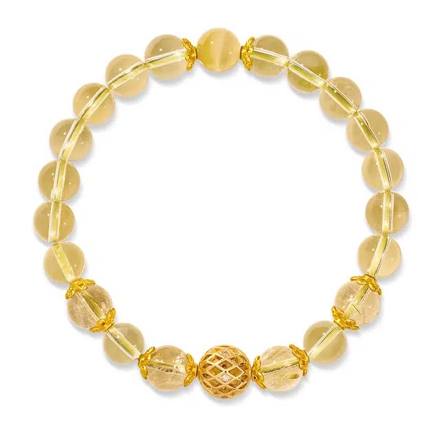 谧月珠宝 招财进宝八方来财时来运转国潮新中式蛇年有钱花暴富转运高级感小众设计日常通勤百搭转运礼盒天然 黄水晶 手串 男女同款情侣款