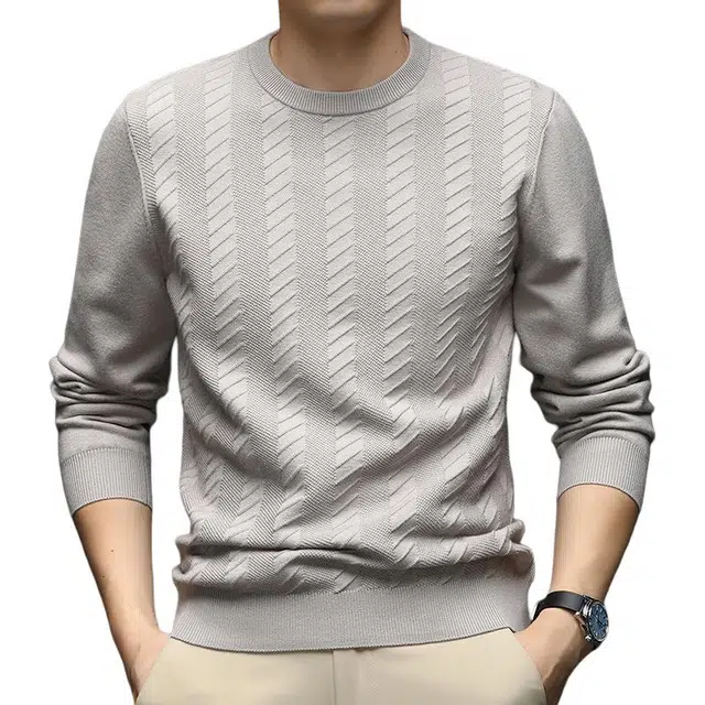 卡丹狄诺 秋冬圆领打底衫男保暖轻奢舒适透气男亲肤纯色通勤休闲针织衫 男款