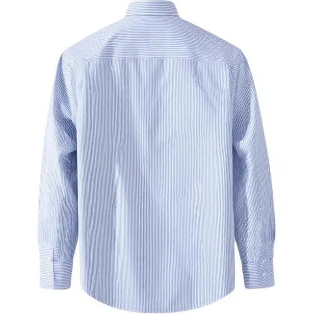 棉致 美式条纹简约通勤基础百搭外搭抗皱系扣宽松户外休闲舒适长袖衬衫 男女同款