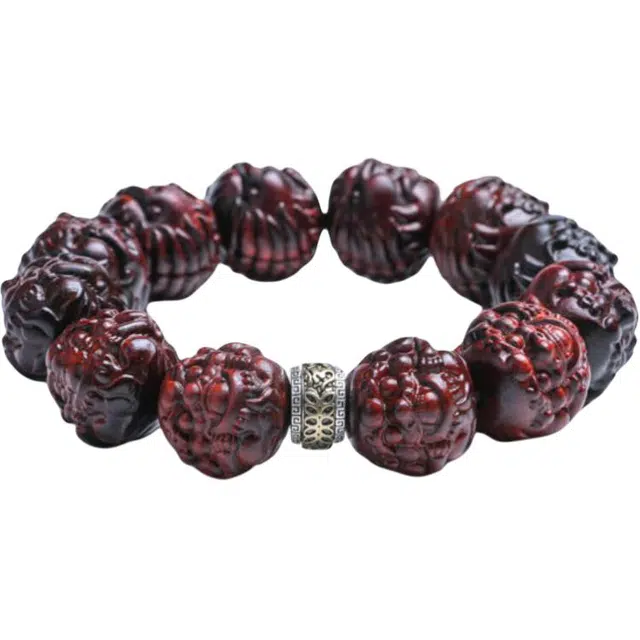 【招财进宝】 古木匠 手工雕刻文玩佛珠 时来运转 八方来财 吞金兽貔貅 礼盒款 六字箴言转运#好运 紫檀属 木作手串 男女同款情侣款