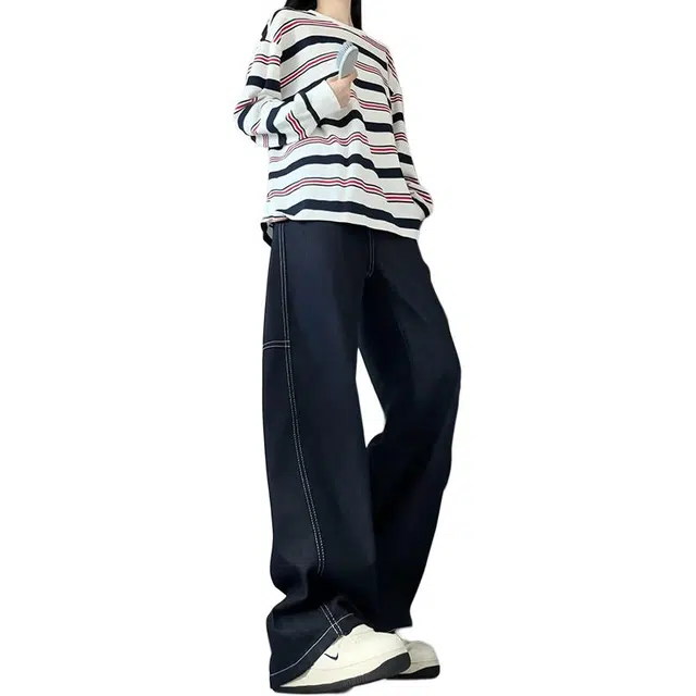 欧迪芬 基础款不硬柔软亲肤长裤高街中腰微喇通勤休闲百搭水洗九分裤牛仔裤 男女同款