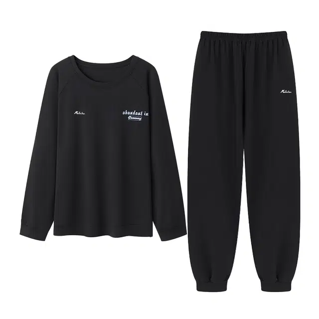 木林森 长袖长裤经典版型轻薄印花凉感垂顺不易皱居家睡衣套装 男款