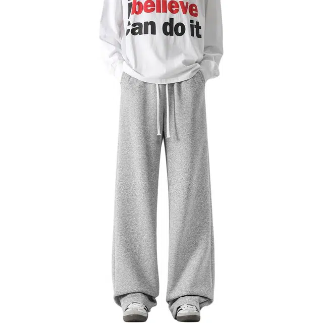 帝狼牛 美式复古大码弹力抽绳卫裤 显高显瘦舒适百搭休闲裤 男款