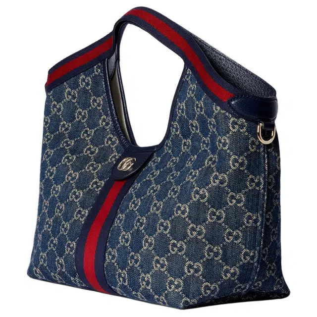GUCCI GIGLIO Tote Bag Small Blue White