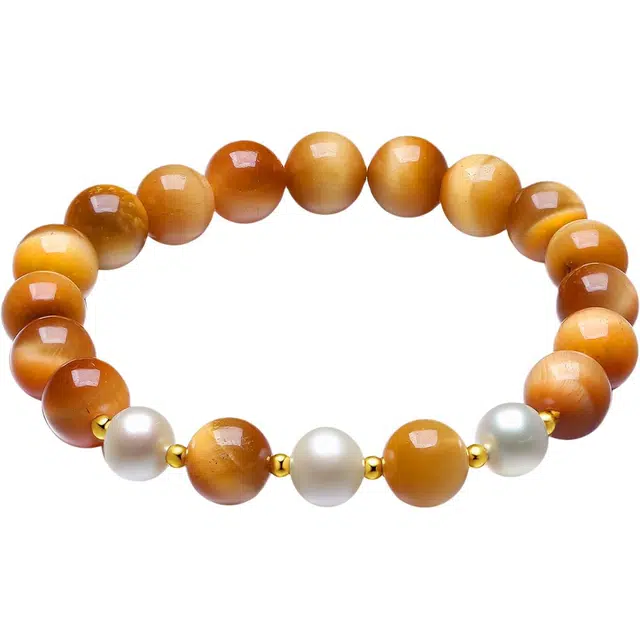 东方翡翠 【升职加薪】灵韵·淡水珍珠点缀 新中式国风小众气质百搭#好运 虎眼石 手串 女款