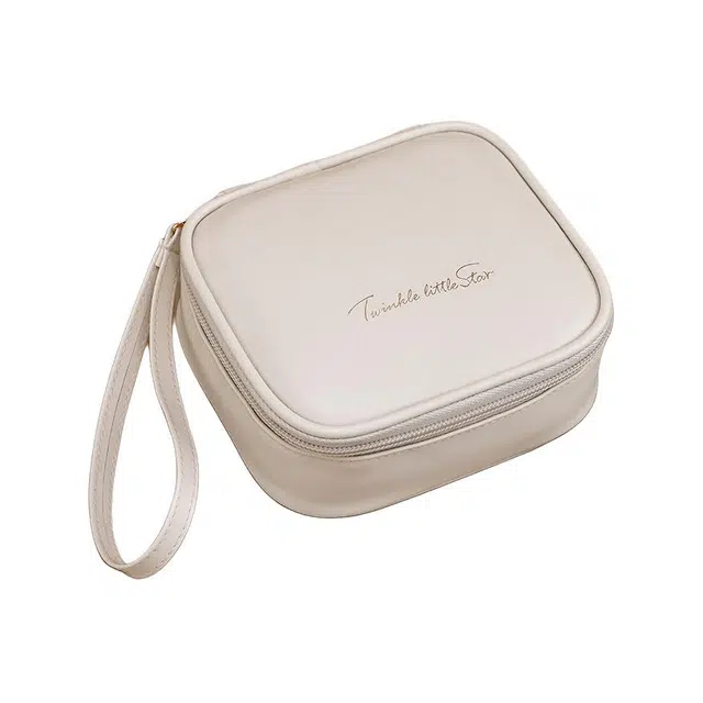 格安诺便携奶油化妆包收纳袋口红包小号便携学生防水手提多功能拉链包 防尘