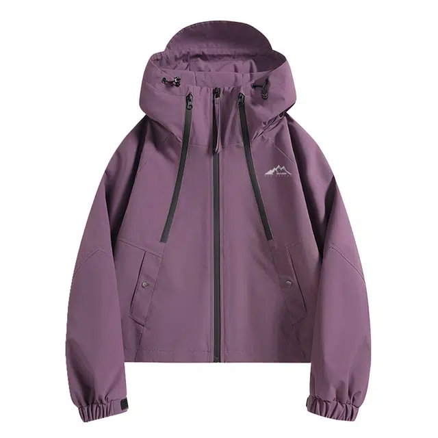 赛琪 户外骑行露营多拉链设计防泼水防风透气城市通勤百搭轻量化小个子短款运动长袖宽松连帽夹克外套 男女同款