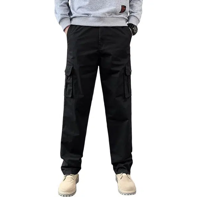 么宁 宽松百搭直筒多口袋工装裤抽绳松紧腰舒适透气个性时尚运动休闲裤 男女同款