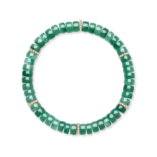 翠雅金楼 新中式翠绿药片珠 招财转运盘缠国潮轻奢时尚简约大气通勤百搭#好运 天山翠 手串 女款