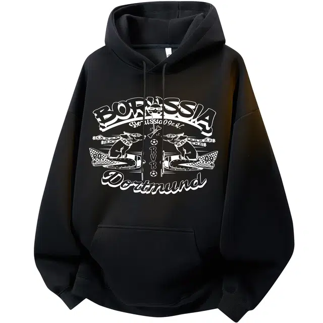 普鲁士多特蒙德 美式经典动漫卡通飞机小狗可爱印花图案品牌日常百搭休闲运动时尚重磅纯色高级感落肩连抽绳无性别主义套头长袖卫衣 男女同款