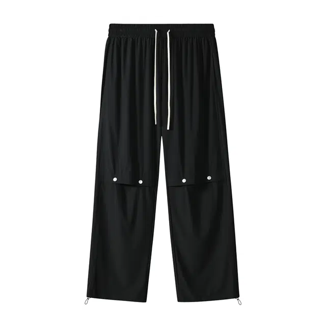 海尔斯 简约百搭美式高街舒适纯色系带中腰休闲裤 男款