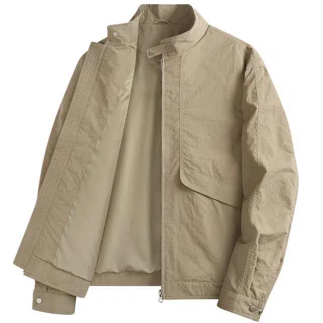 与狼共舞 哈灵顿美式潮流复古风时尚休闲纯色简约防风易打理通勤帅气百搭立领夹克外套 男款