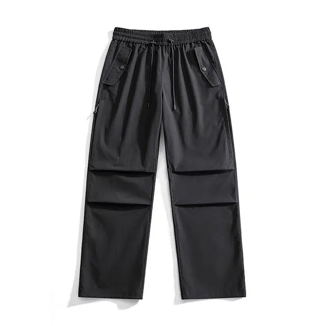 海尔斯 中腰系带宽松直筒纯色休闲裤 男女同款