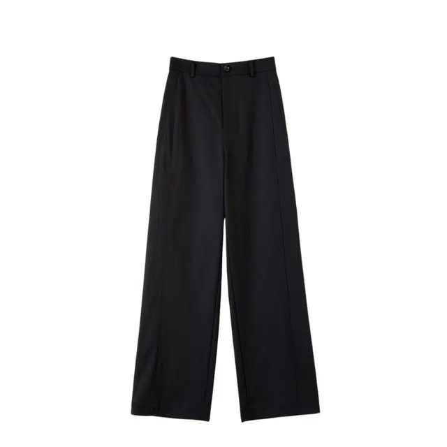 晚白 直筒版型微弹力有口袋高腰设计休闲裤 女款