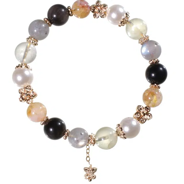 千叶珠宝 月魄凝珠金蝶栖韵 镶金多宝蝴蝶优雅大气质感格调贵气轻奢高级感小众设计款#好运天然 多色水晶 手串 男女同款情侣款