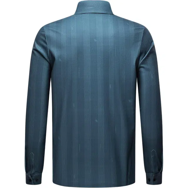 红豆 天然羊毛蚕丝高级感条纹商务长袖休闲衬衣通勤百搭上衣衬衫 男款