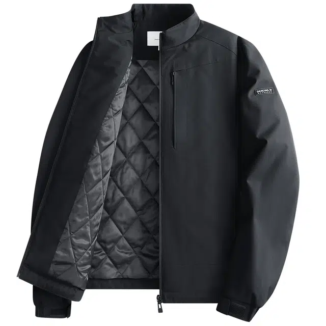 与狼共舞 轻商务休闲行政通勤加厚保暖纯色简约工装百搭抗皱防风夹棉立领夹克外套 男款