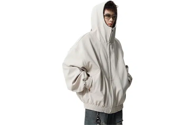 徐太浪 美式重磅解构拼接设计感高街潮牌休闲复古运动百搭开衫短款外套上衣连帽夹克 男女同款