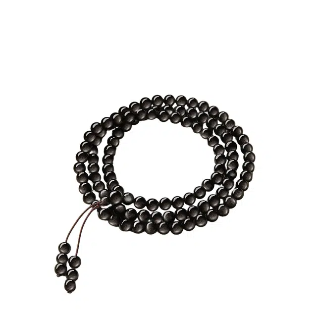 仙园韵 平安纳福佛珠招财转运多层文玩手饰#好运 黑曜石 手串 男女同款情侣款